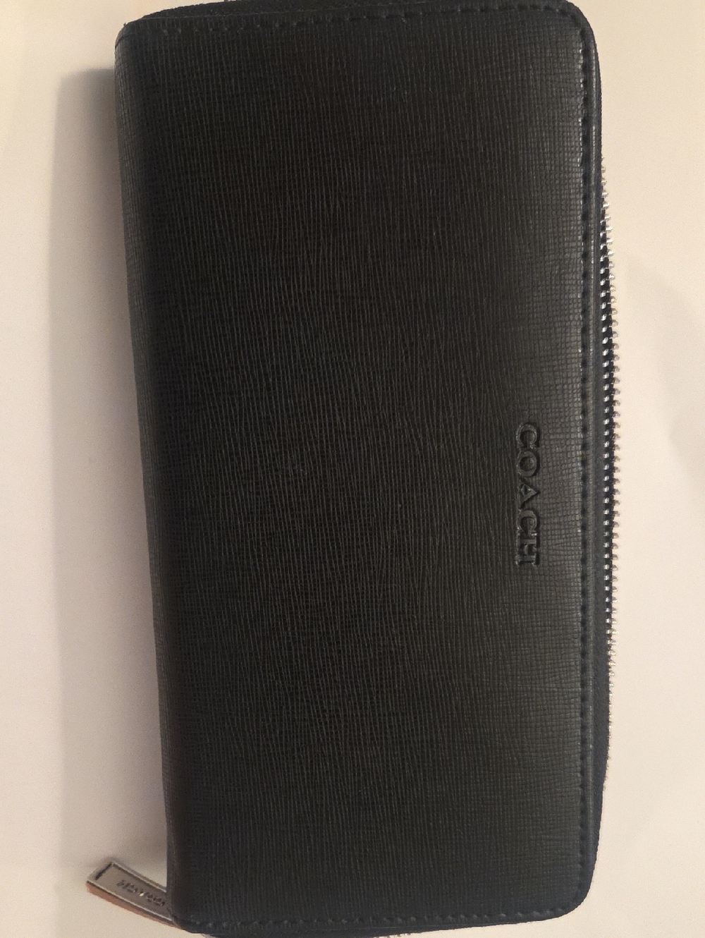 Coach Black Saffiano Zip-Around Men's Wallet